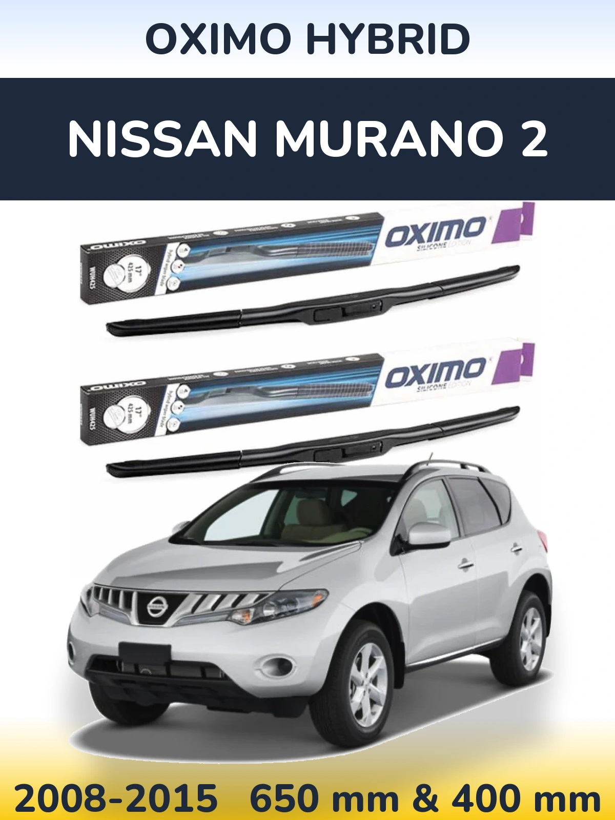 Komplet przednich wycieraczek Oximo Hybrid 650 & 400 mm do Nissan Murano 2 2008-2015