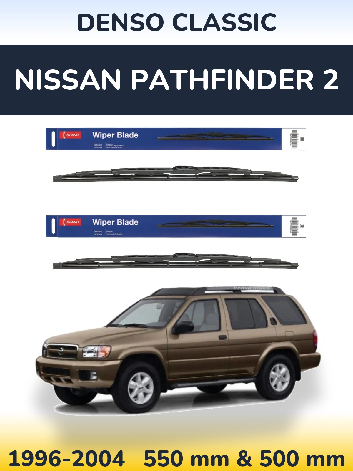 Komplet przednich wycieraczek Denso Classic 550 & 500 mm do Nissan Pathfinder 2 1996-2004