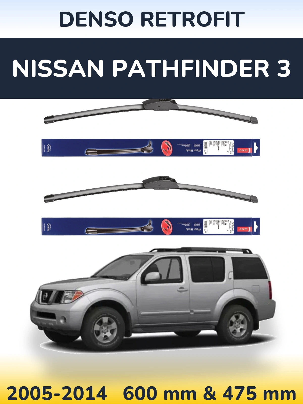 Komplet przednich wycieraczek Denso Retrofit 600 & 475 mm do Nissan Pathfinder 3 2005-2014