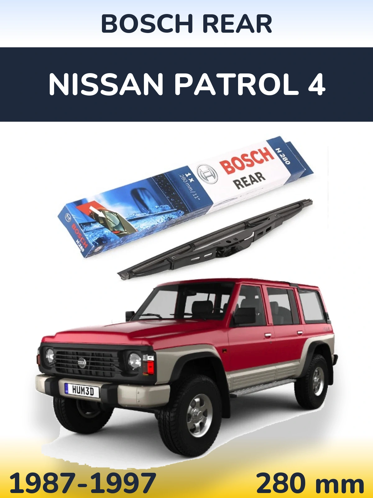 Tylna wycieraczka BOSCH Rear 280 mm do Nissan Patrol 4 1987-1997