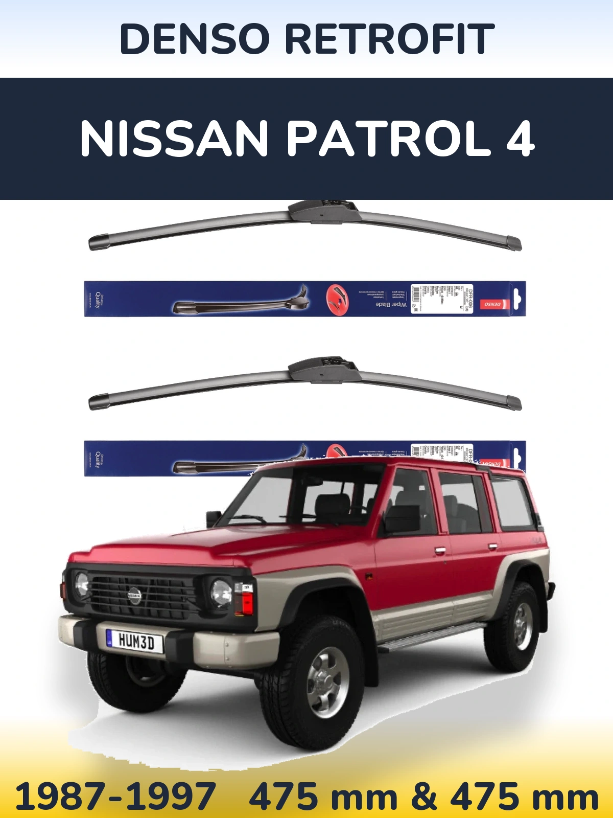 Komplet przednich wycieraczek Denso Retrofit 475 & 475 mm do Nissan Patrol 4 1987-1997