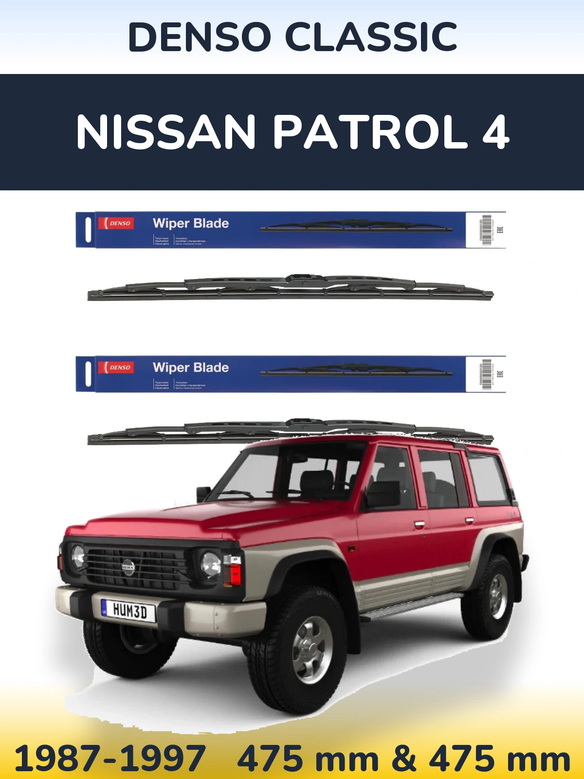 Komplet przednich wycieraczek Denso Classic 475 & 475 mm do Nissan Patrol 4 1987-1997