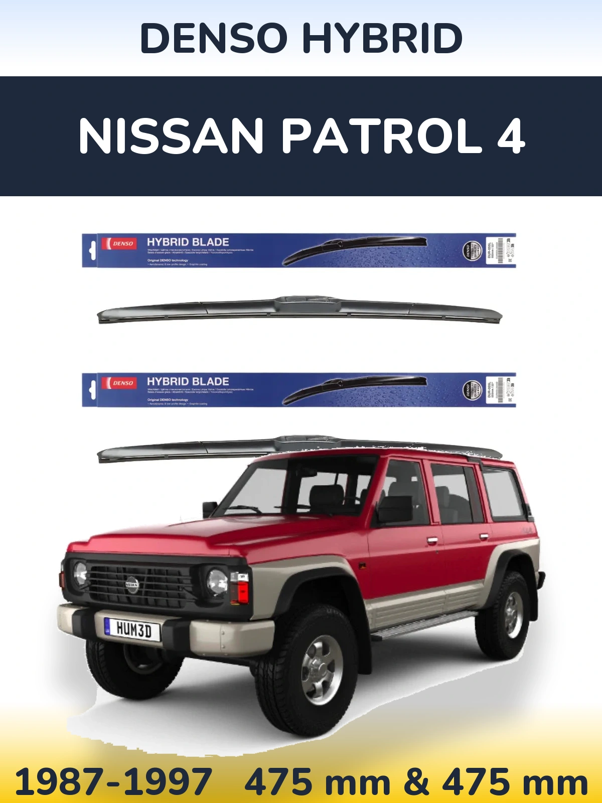 Komplet przednich wycieraczek Denso Hybrid 475 & 475 mm do Nissan Patrol 4 1987-1997