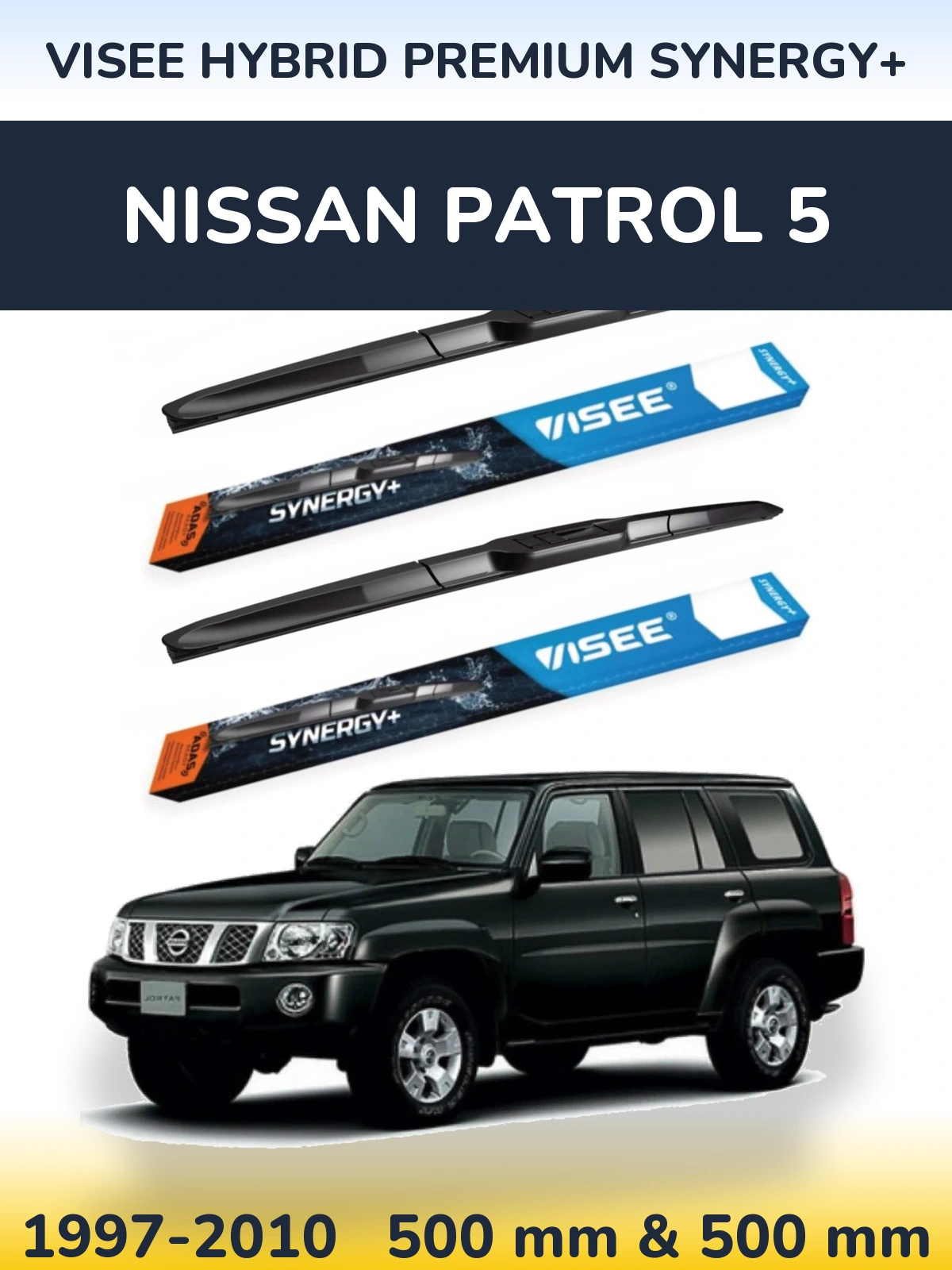 Komplet przednich wycieraczek VISEE HYBRID PREMIUM SYNERGY+ 500 & 500 mm do Nissan Patrol 5 1997-2010