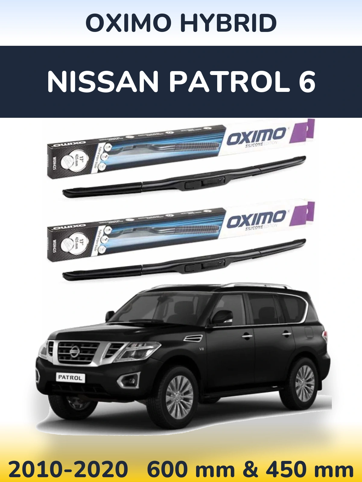 Komplet przednich wycieraczek Oximo Hybrid 600 & 450 mm do Nissan Patrol 6 2010-2020