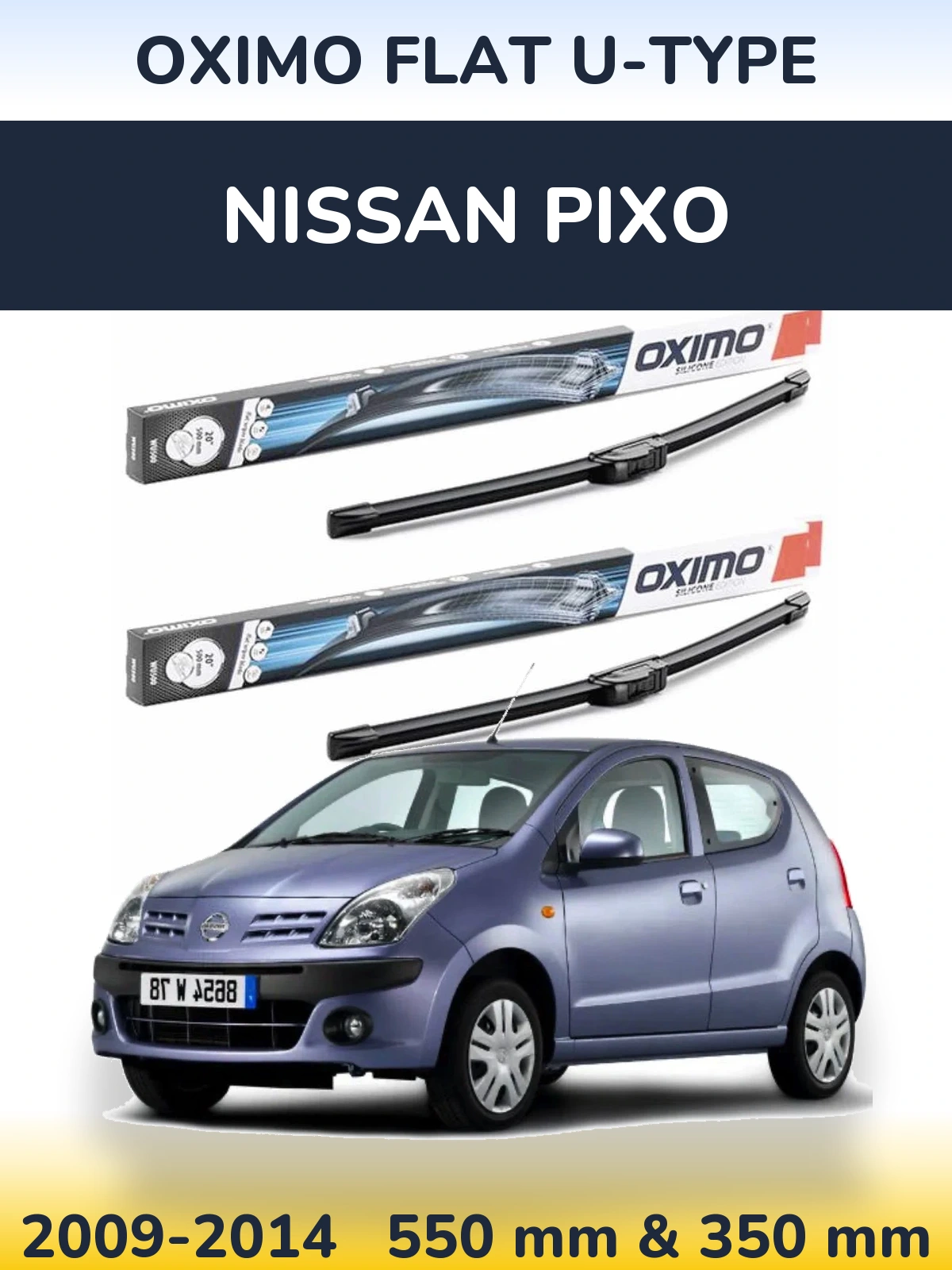 Komplet przednich wycieraczek Oximo Flat U-type 550 & 350 mm do Nissan Pixo 2009-2014