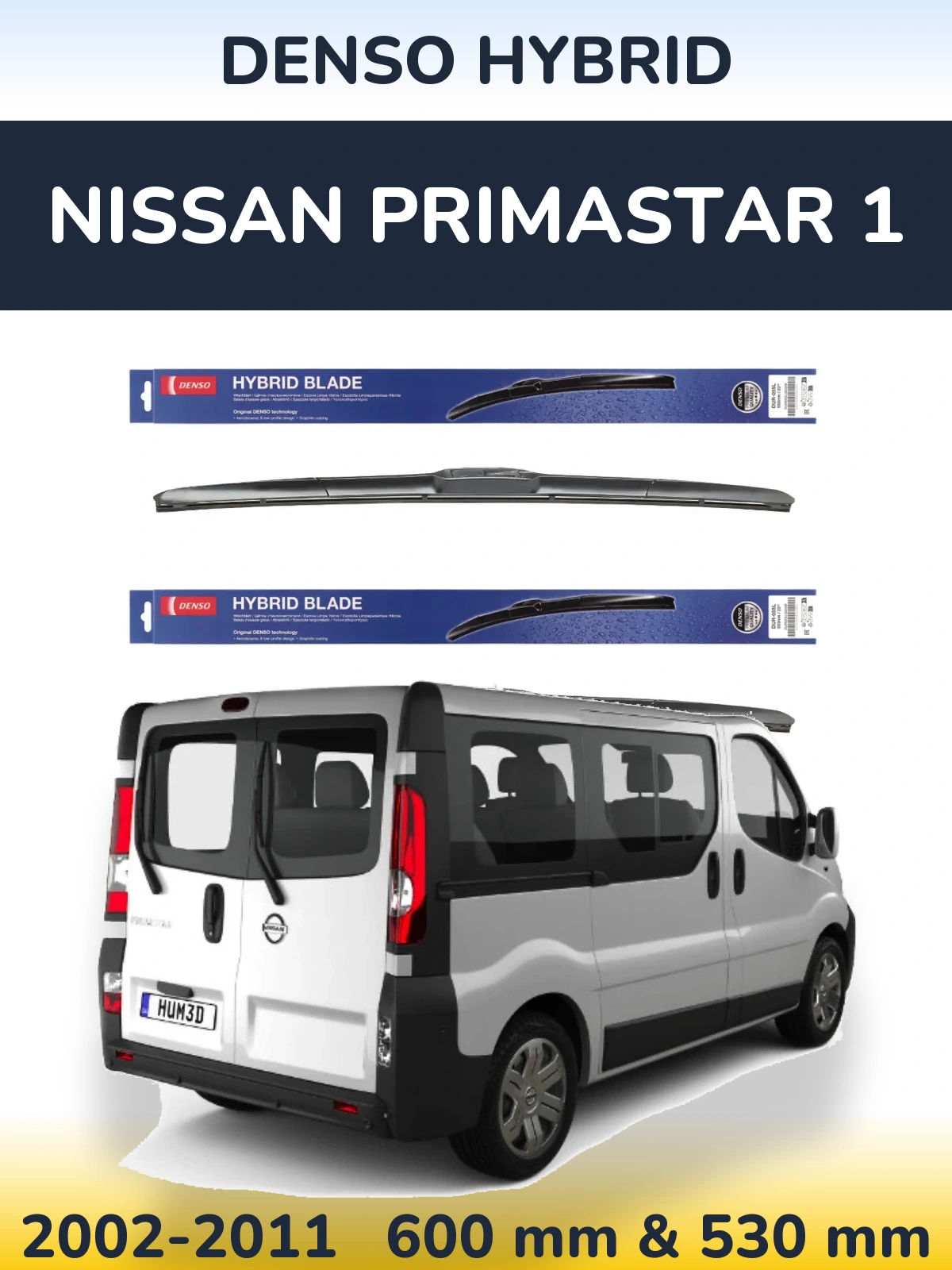 Komplet przednich wycieraczek Denso Hybrid 600 & 530 mm do Nissan Primastar 1 2002-2011