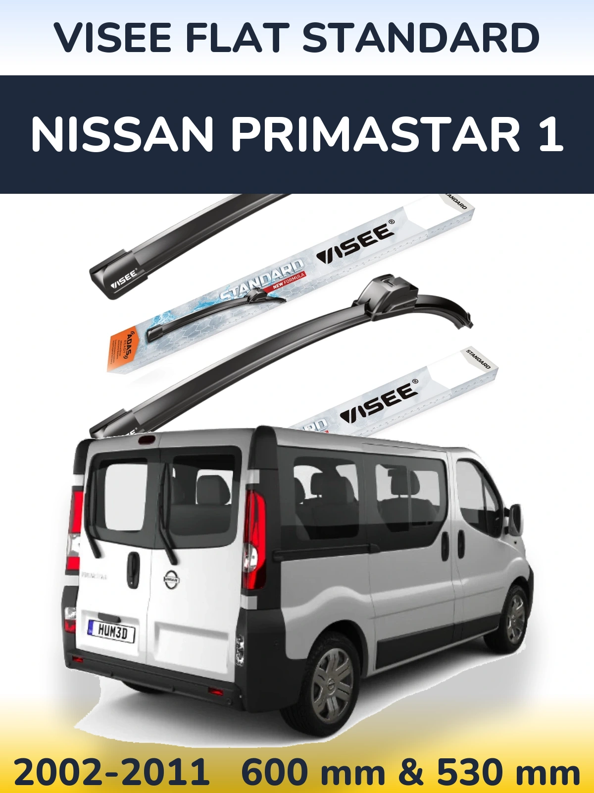Komplet przednich wycieraczek VISEE FLAT STANDARD 600 & 530 mm do Nissan Primastar 1 2002-2011