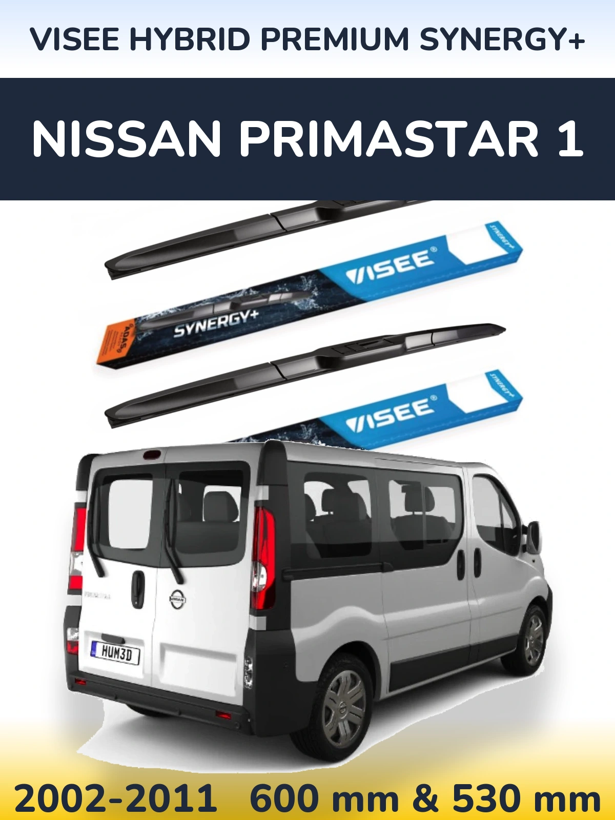 Komplet przednich wycieraczek VISEE HYBRID PREMIUM SYNERGY+ 600 & 530 mm do Nissan Primastar 1 2002-2011