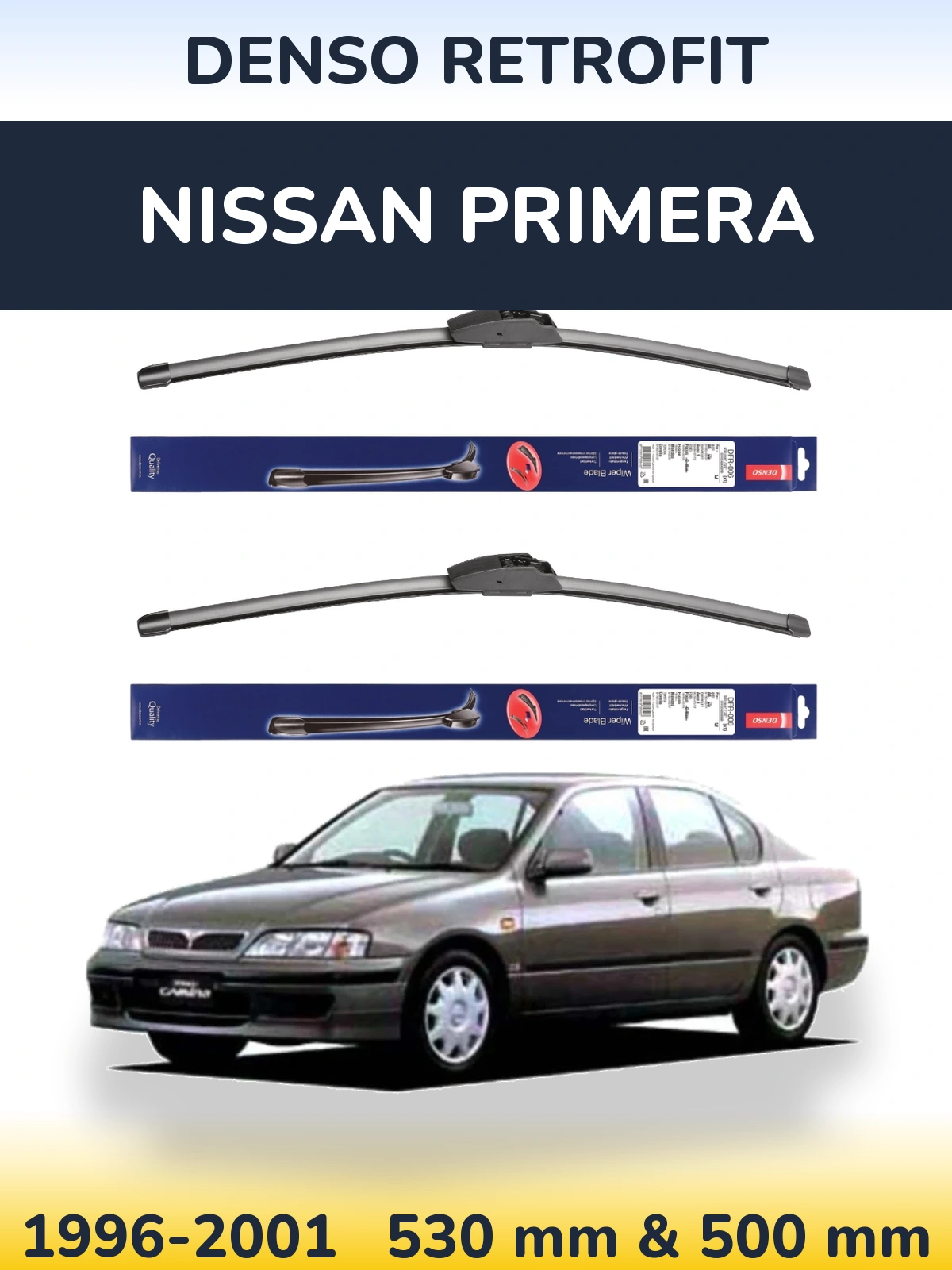 Комплект передних дворников Denso Retrofit 530 & 500 мм для Nissan Primera 1996-2001