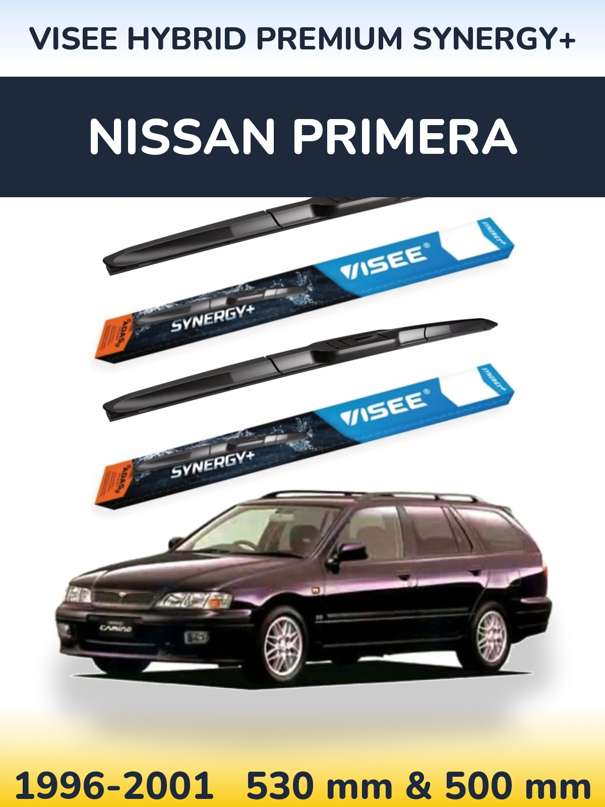 Komplet przednich wycieraczek VISEE HYBRID PREMIUM SYNERGY+ 530 & 500 mm do Nissan Primera 1996-2001