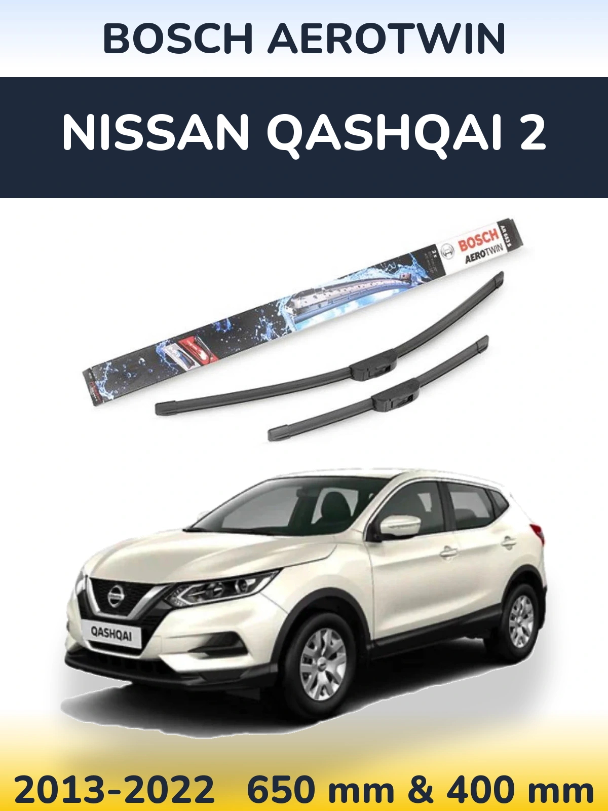 Komplet przednich wycieraczek BOSCH AeroTwin 650 & 400 mm do Nissan Qashqai 2 2013-2022