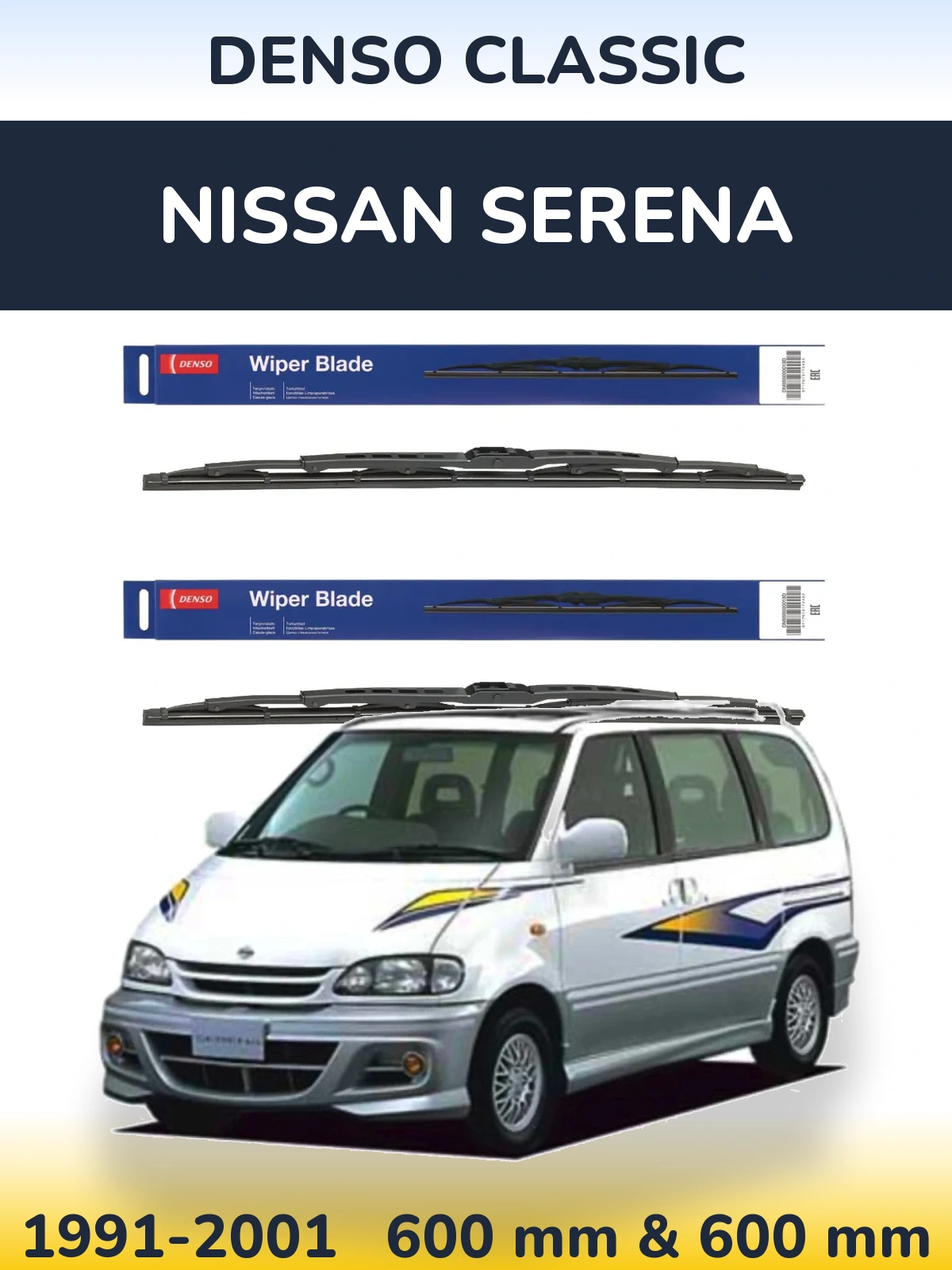 Komplet przednich wycieraczek Denso Classic 600 & 600 mm do Nissan Serena 1991-2001