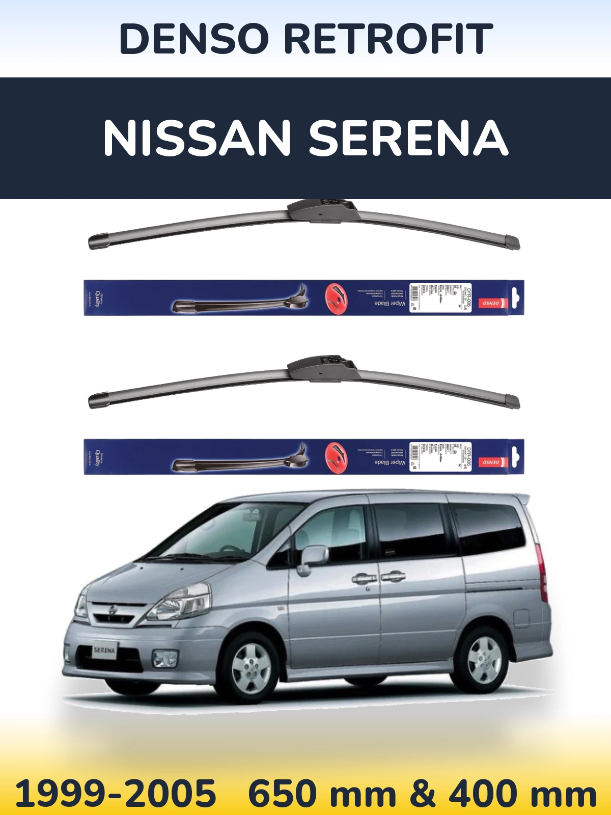 Комплект передних дворников Denso Retrofit 650 & 400 мм для Nissan Serena 1999-2005