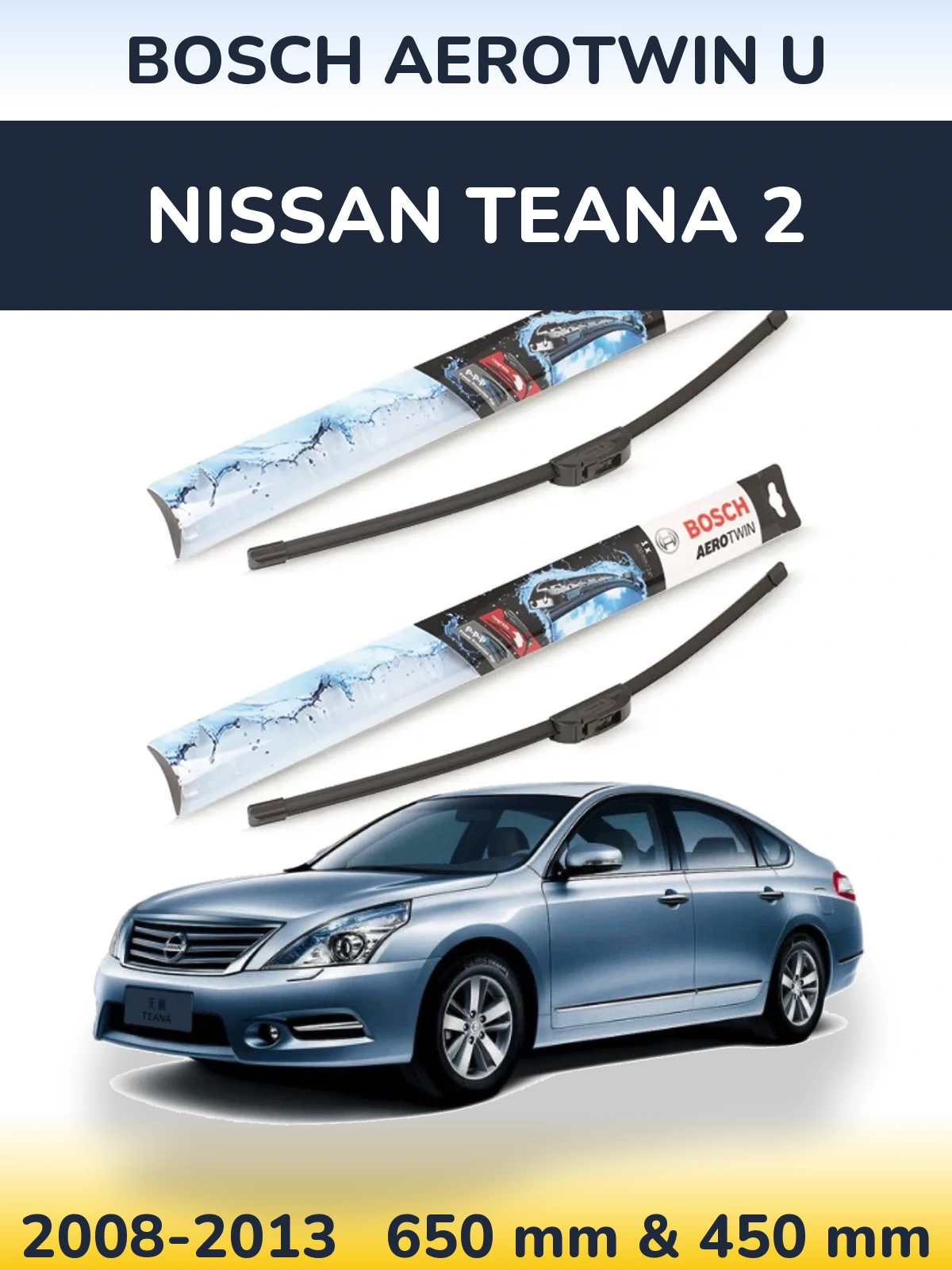 Komplet przednich wycieraczek BOSCH AeroTwin U 650 & 450 mm do Nissan Teana 2 2008-2013
