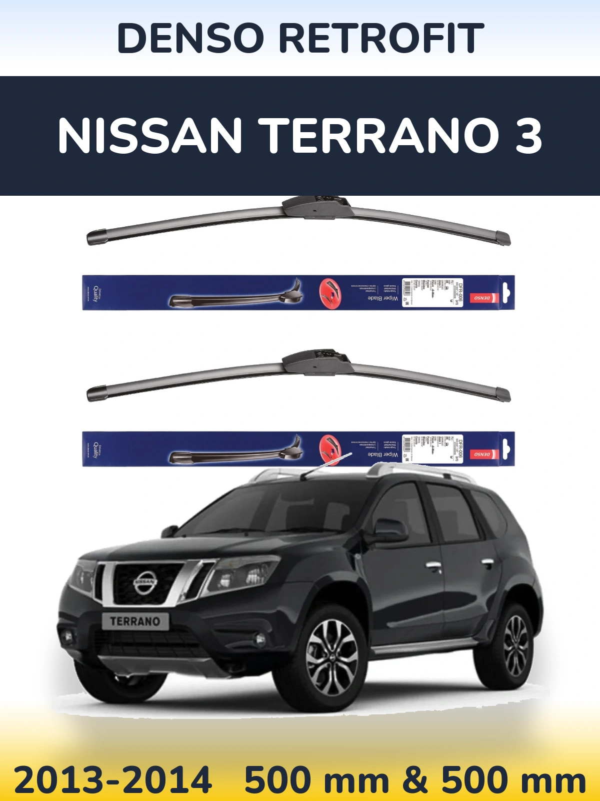 Komplet przednich wycieraczek Denso Retrofit 500 & 500 mm do Nissan Terrano 3 2013-2014