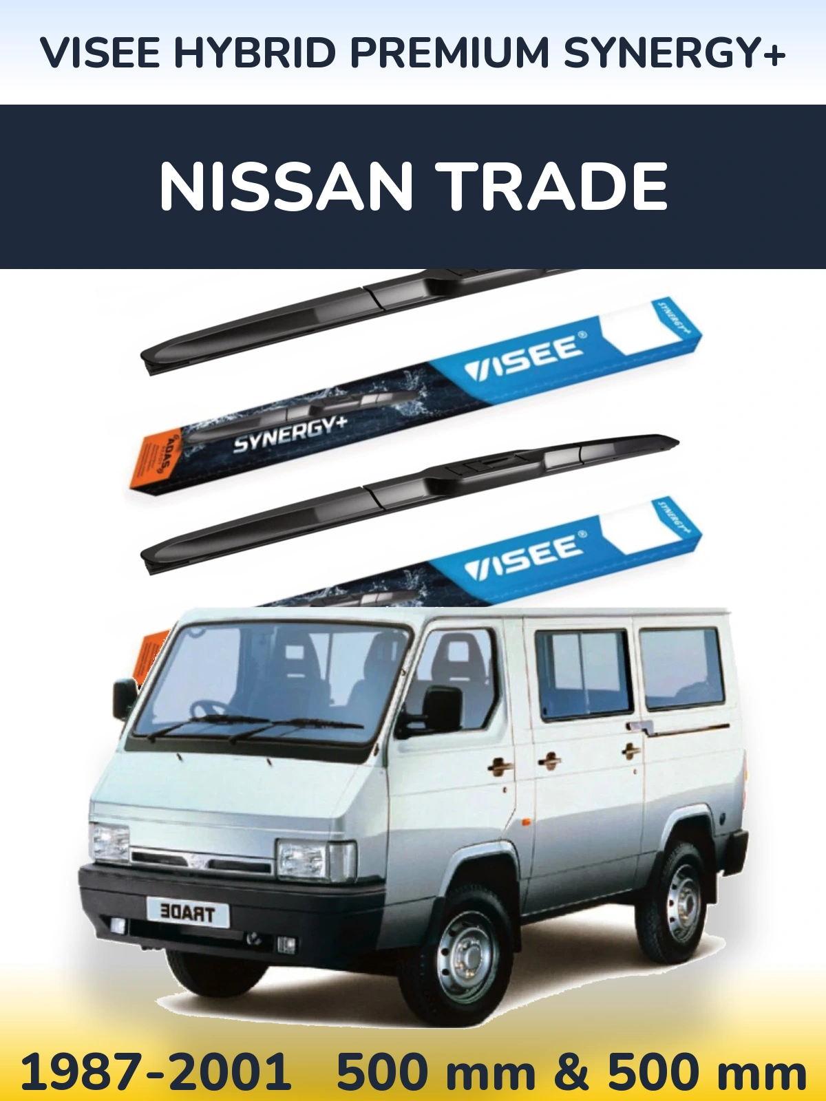 Комплект передних дворников VISEE HYBRID PREMIUM SYNERGY+ 500 & 500 мм для Nissan Trade 1987-2001