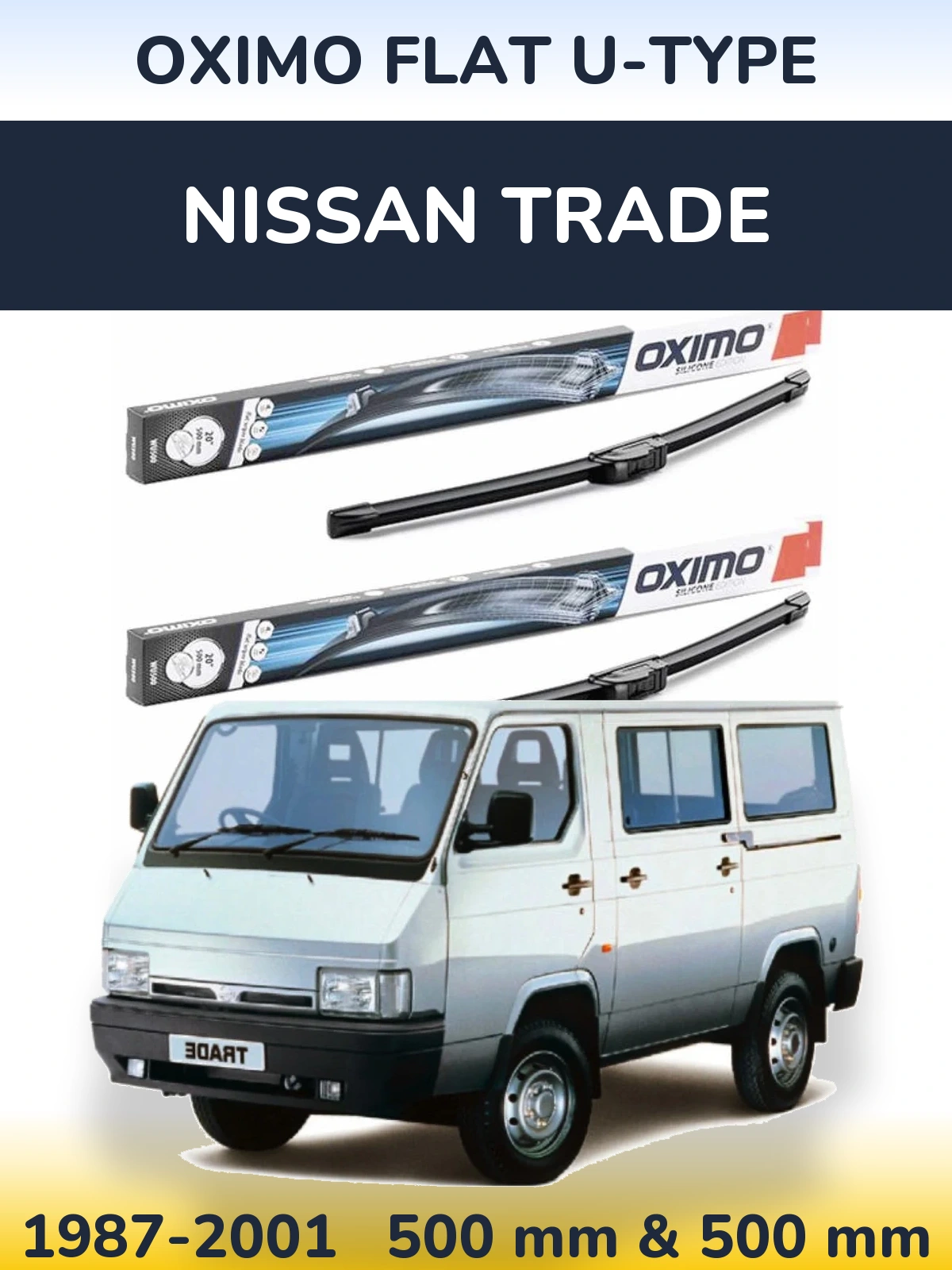 Комплект передних дворников Oximo Flat U-type 500 & 500 мм для Nissan Trade 1987-2001