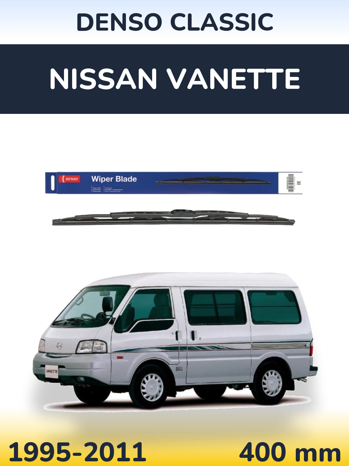 Rear wiper blade Denso Classic 400 mm for Nissan Vanette 1995-2011