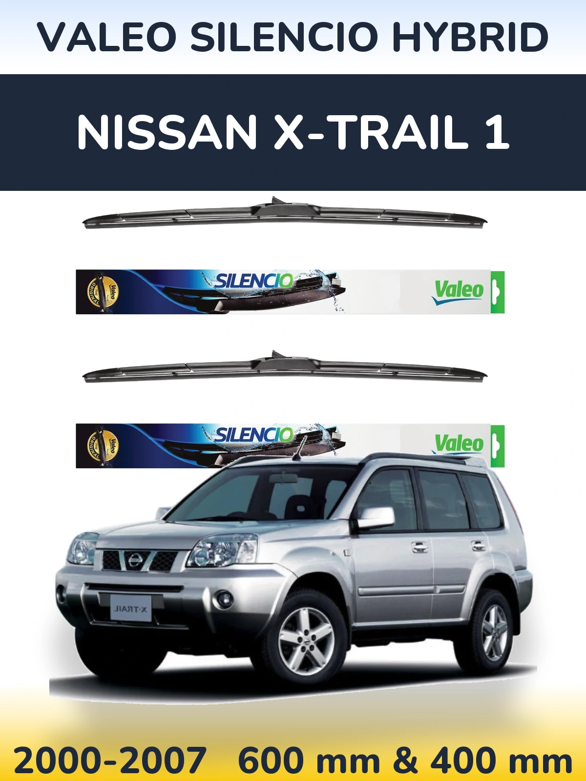 Комплект передних дворников Valeo Silencio Hybrid 600 & 400 мм для Nissan X-Trail 1 2000-2007