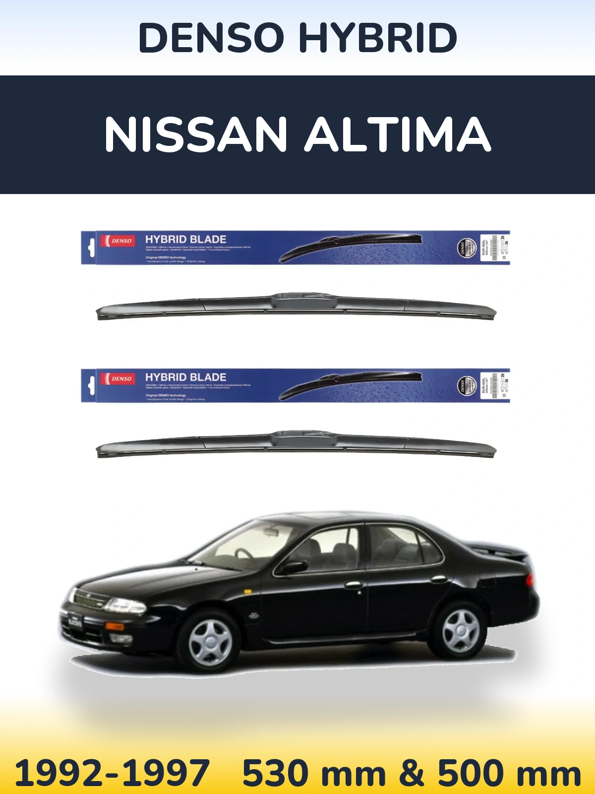 Komplet przednich wycieraczek Denso Hybrid 530 & 500 mm do Nissan Altima 1992-1997