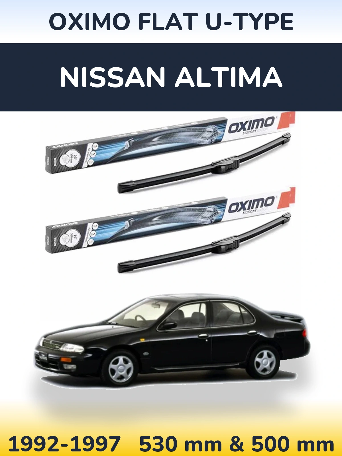 Комплект передних дворников Oximo Flat U-type 530 & 500 мм для Nissan Altima 1992-1997