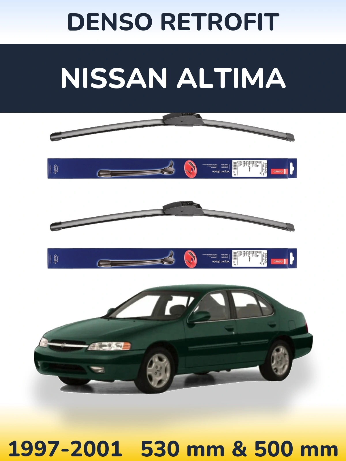 Komplet przednich wycieraczek Denso Retrofit 530 & 500 mm do Nissan Altima 1997-2001