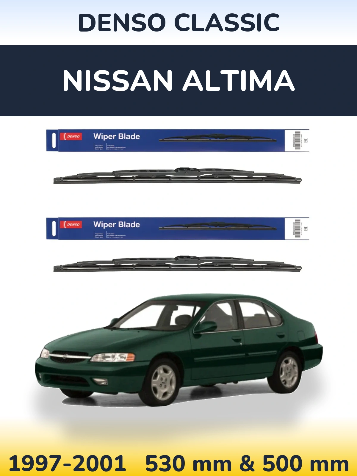 Komplet przednich wycieraczek Denso Classic 530 & 500 mm do Nissan Altima 1997-2001