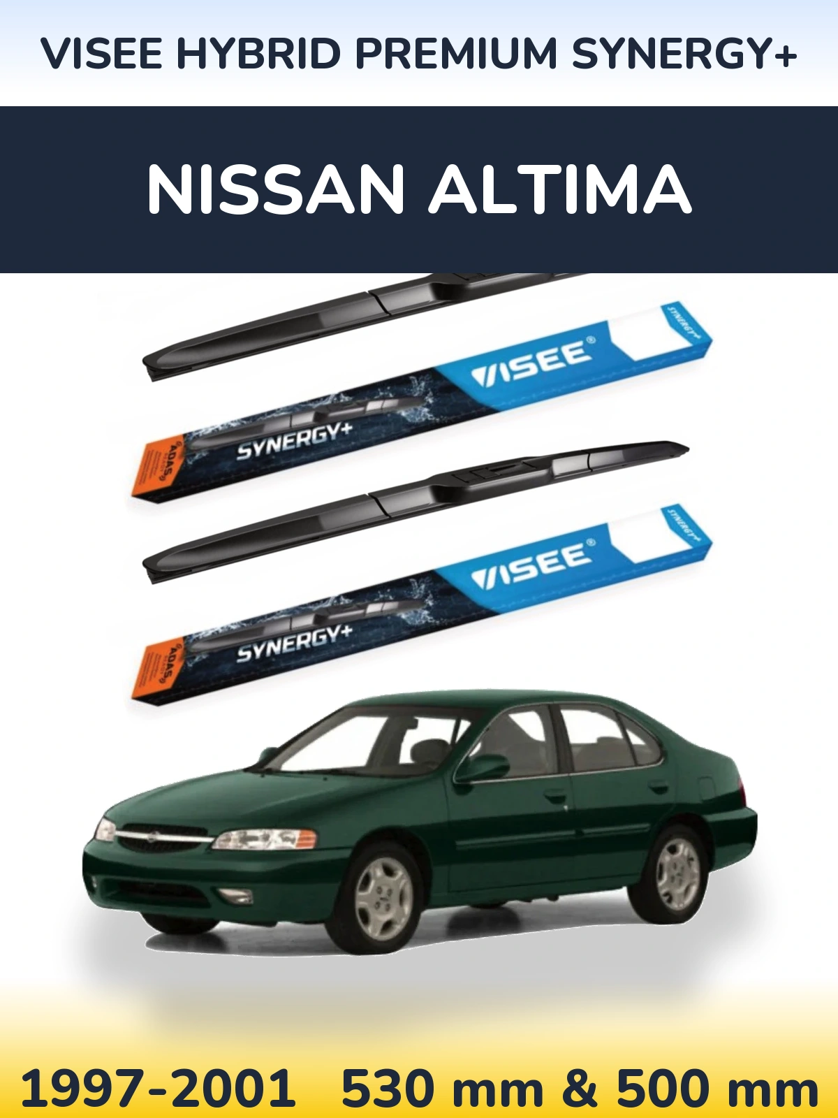 Komplet przednich wycieraczek VISEE HYBRID PREMIUM SYNERGY+ 530 & 500 mm do Nissan Altima 1997-2001