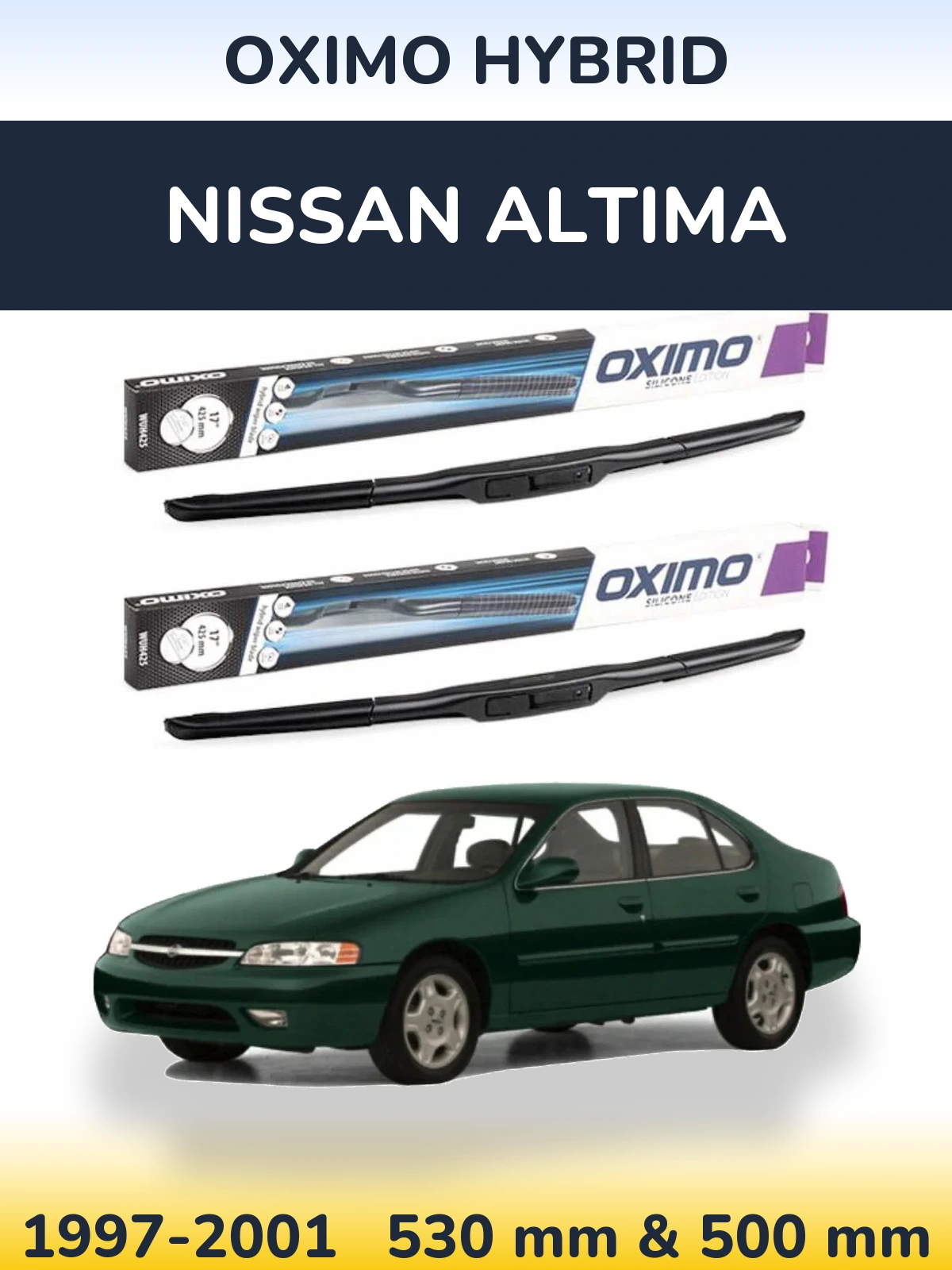 Komplet przednich wycieraczek Oximo Hybrid 530 & 500 mm do Nissan Altima 1997-2001