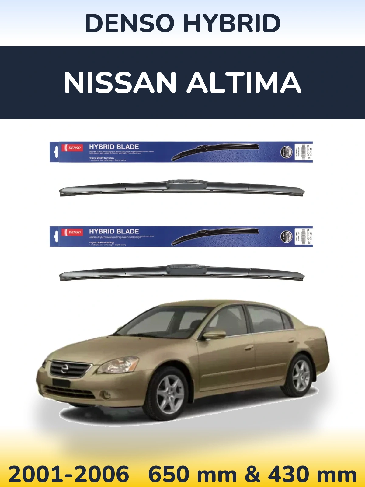 Komplet przednich wycieraczek Denso Hybrid 650 & 430 mm do Nissan Altima 2001-2006