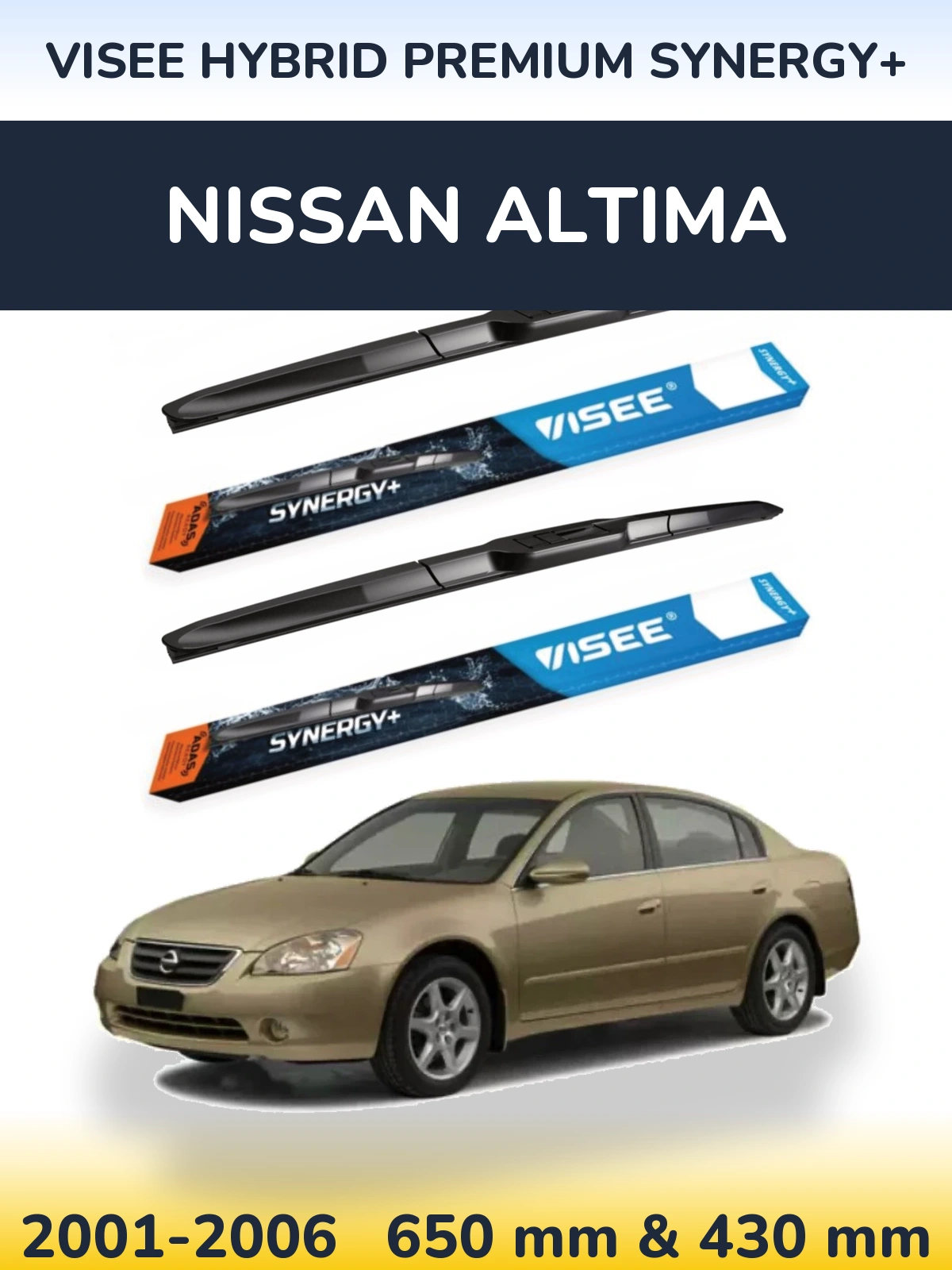 Komplet przednich wycieraczek VISEE HYBRID PREMIUM SYNERGY+ 650 & 430 mm do Nissan Altima 2001-2006