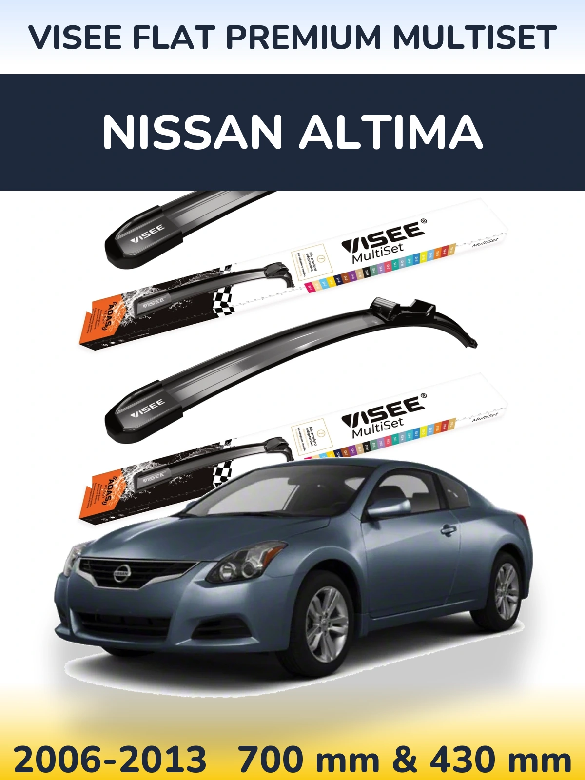 Komplet przednich wycieraczek VISEE FLAT PREMIUM MultiSet 700 & 430 mm do Nissan Altima 2006-2013