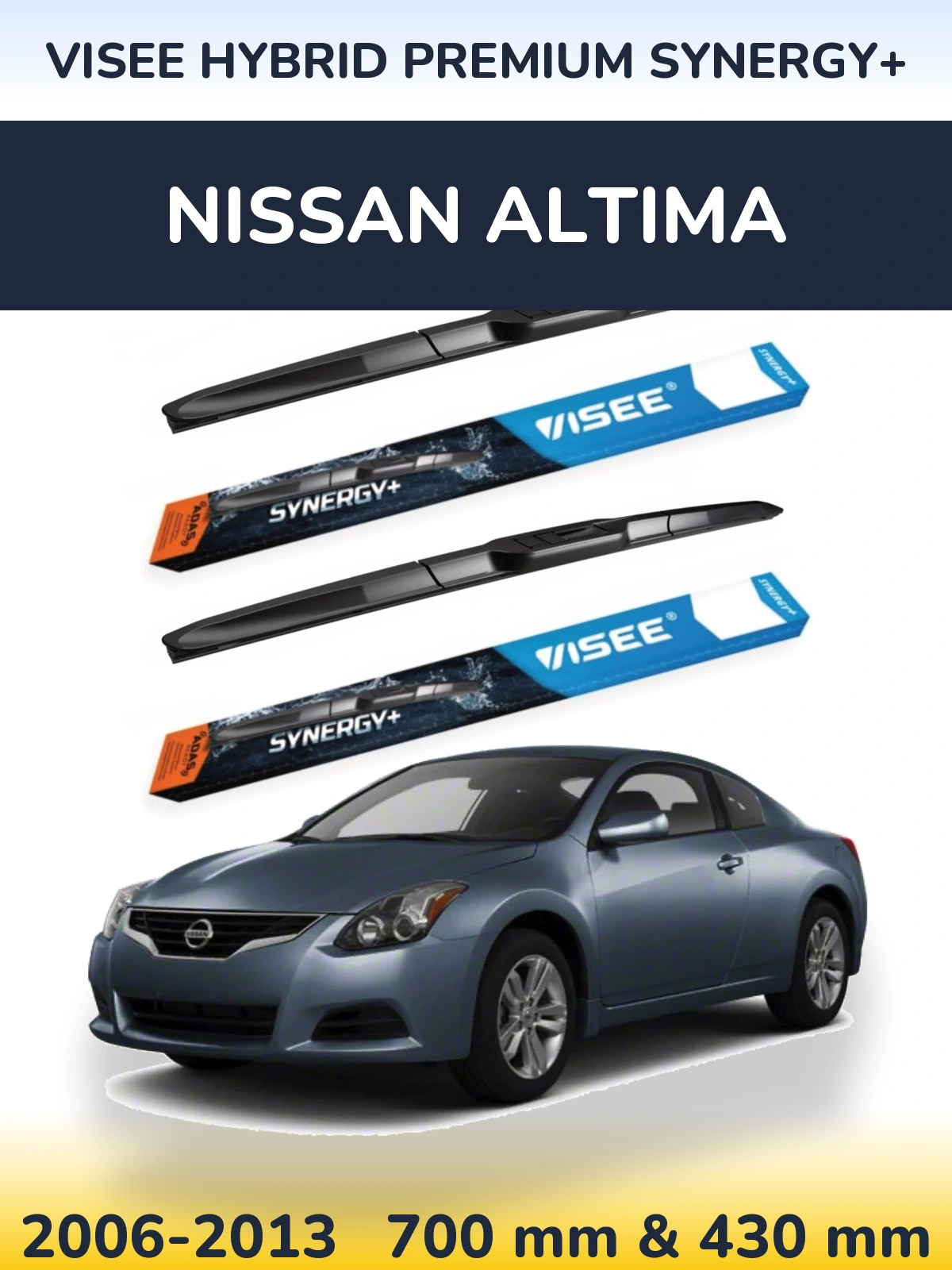 Front wiper blade set VISEE HYBRID PREMIUM SYNERGY+ 700 & 430 mm for Nissan Altima 2006-2013