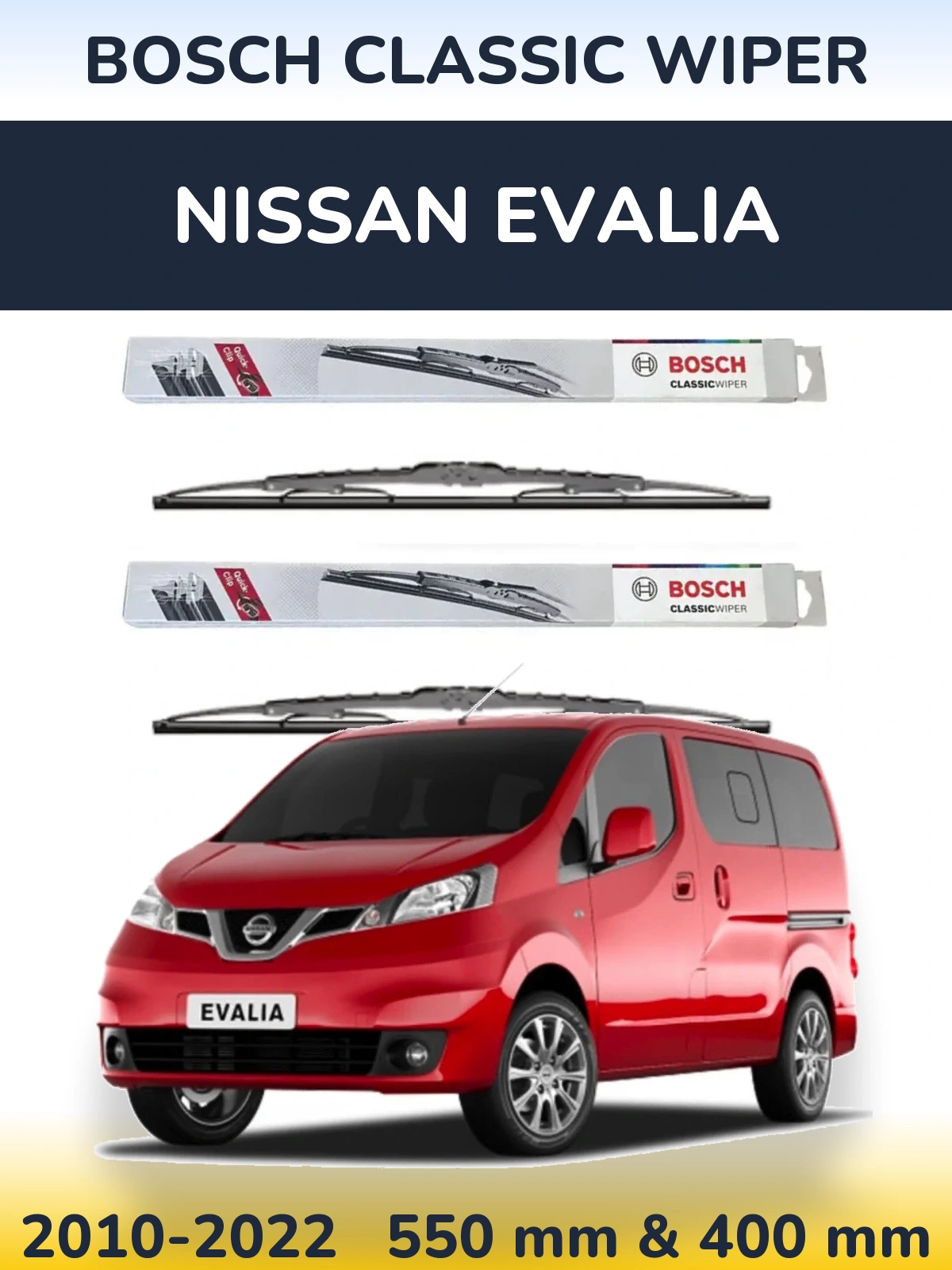Komplet przednich wycieraczek BOSCH Classic Wiper 550 & 400 mm do Nissan Evalia 2010-2022
