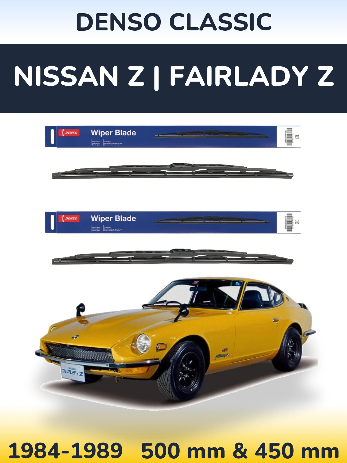 Komplet przednich wycieraczek Denso Classic 500 & 450 mm do Nissan Z | Fairlady Z 1984-1989