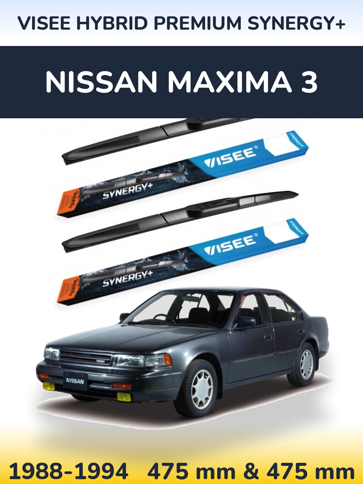 Komplet przednich wycieraczek VISEE HYBRID PREMIUM SYNERGY+ 475 & 475 mm do Nissan Maxima 3 1988-1994