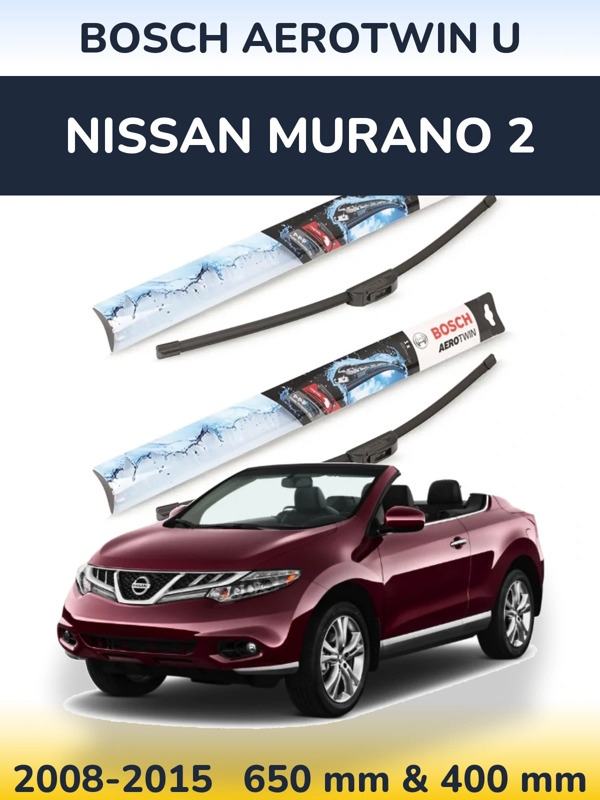 Komplet przednich wycieraczek BOSCH AeroTwin U 650 & 400 mm do Nissan Murano 2 2008-2015