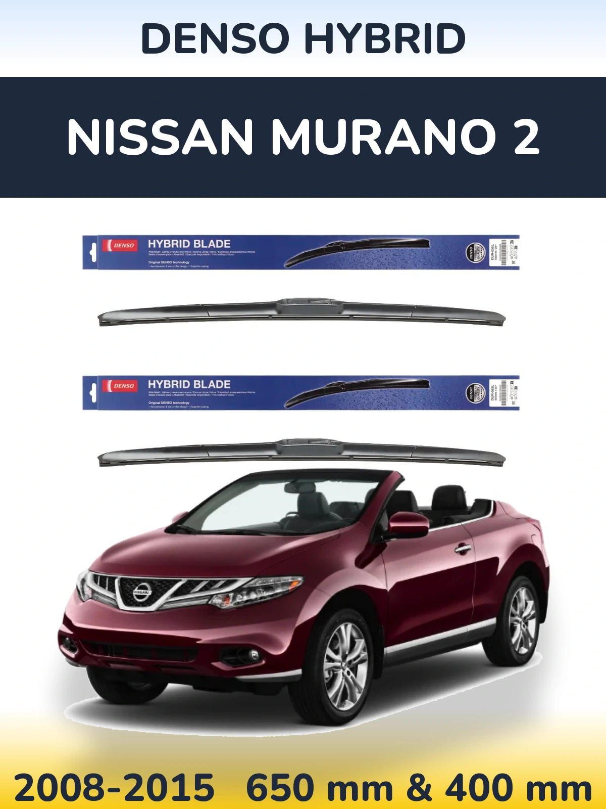 Komplet przednich wycieraczek Denso Hybrid 650 & 400 mm do Nissan Murano 2 2008-2015
