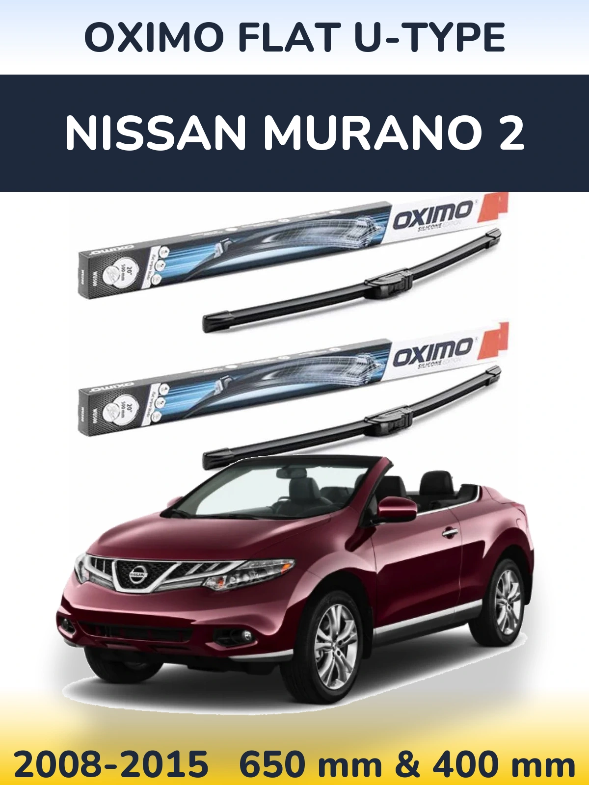 Komplet przednich wycieraczek Oximo Flat U-type 650 & 400 mm do Nissan Murano 2 2008-2015