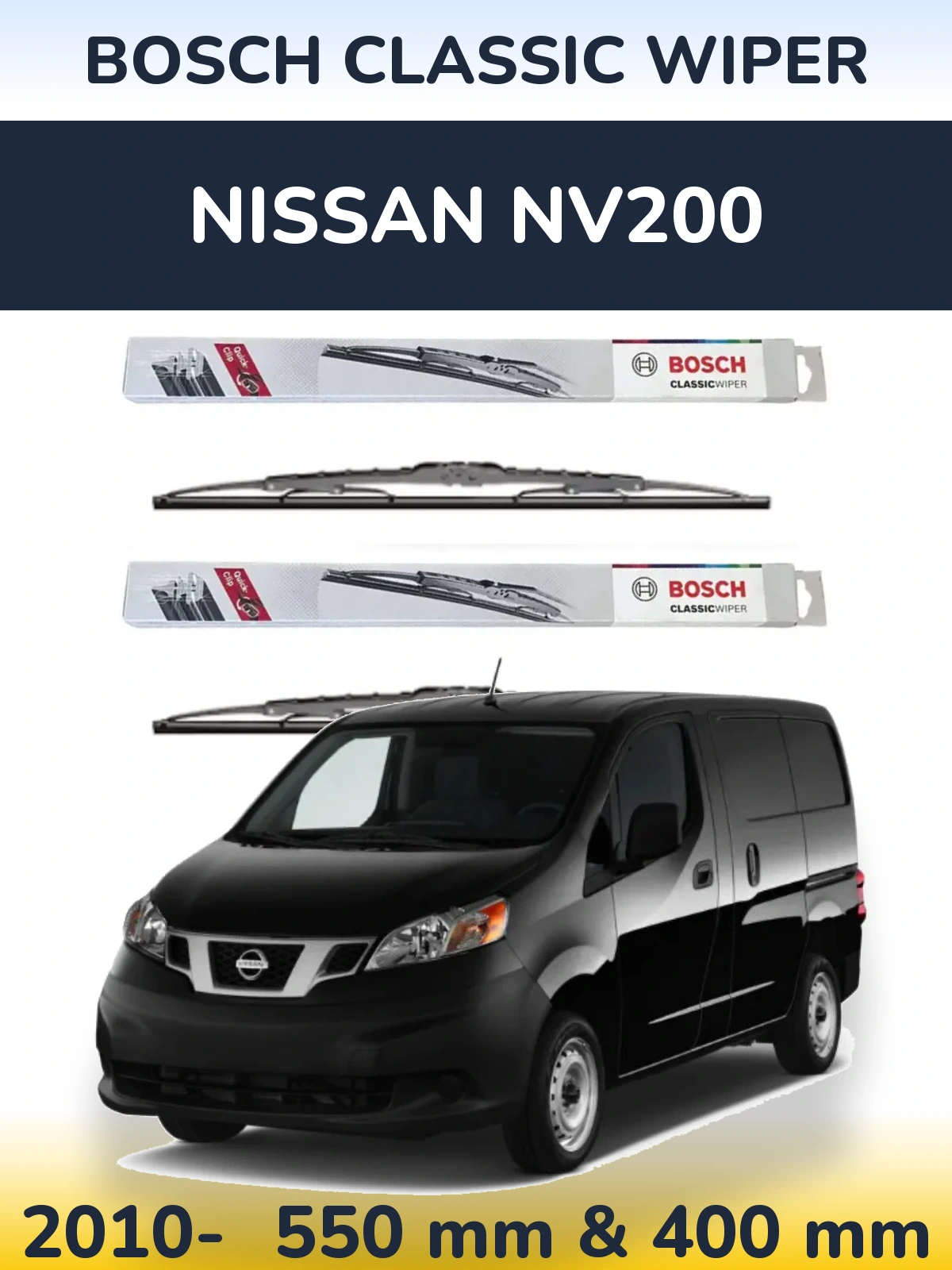 Komplet przednich wycieraczek BOSCH Classic Wiper 550 & 400 mm do Nissan NV200 2010-2026