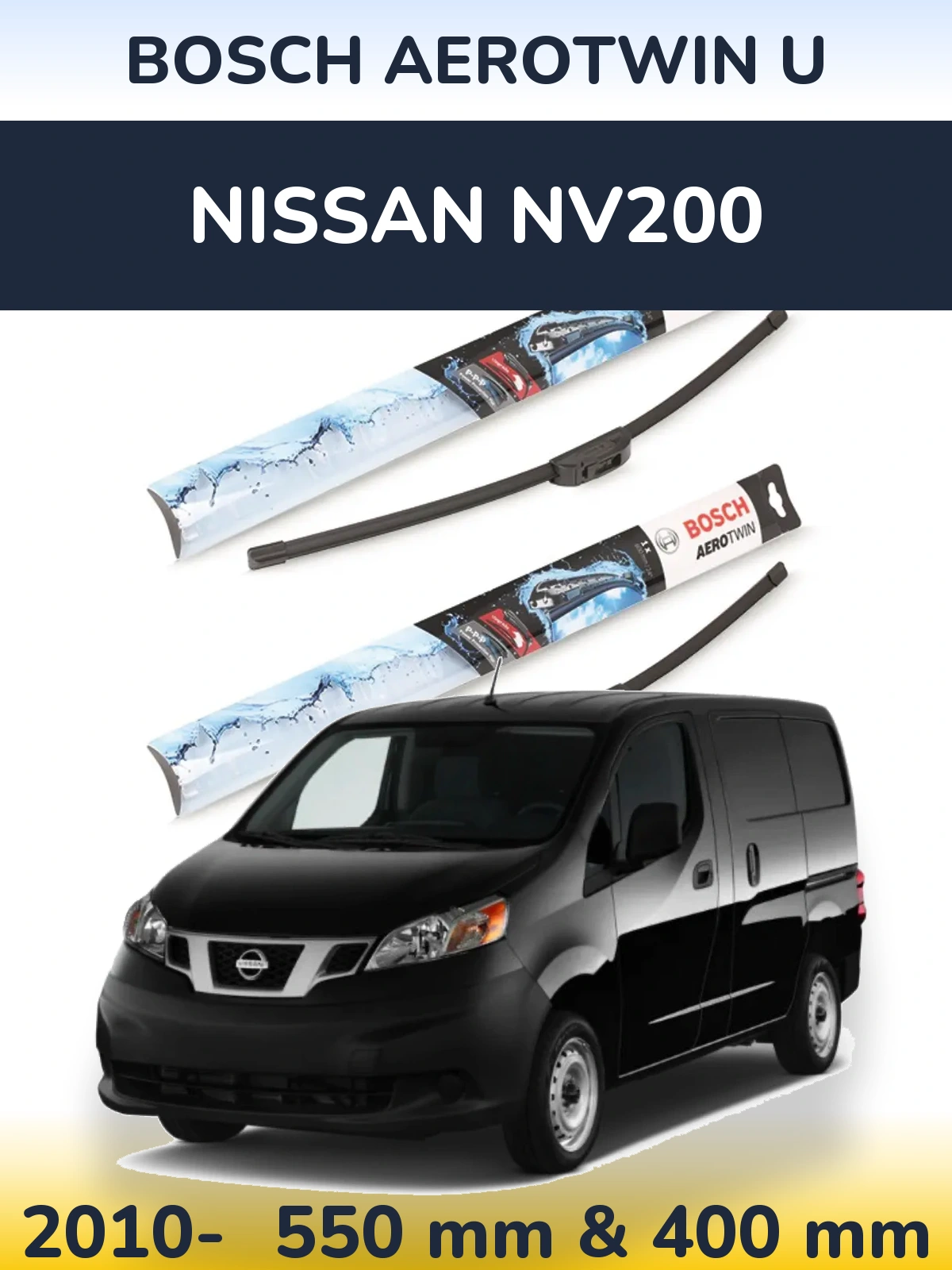 Komplet przednich wycieraczek BOSCH AeroTwin U 550 & 400 mm do Nissan NV200 2010-2026