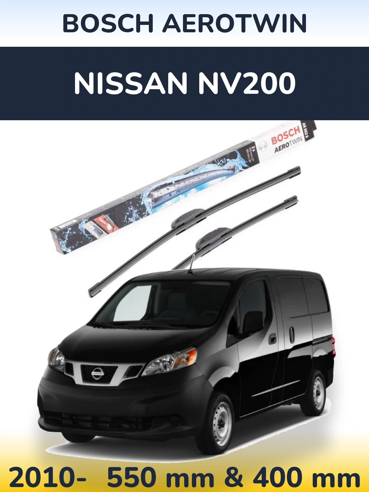 Komplet przednich wycieraczek BOSCH AeroTwin 550 & 400 mm do Nissan NV200 2010-2026