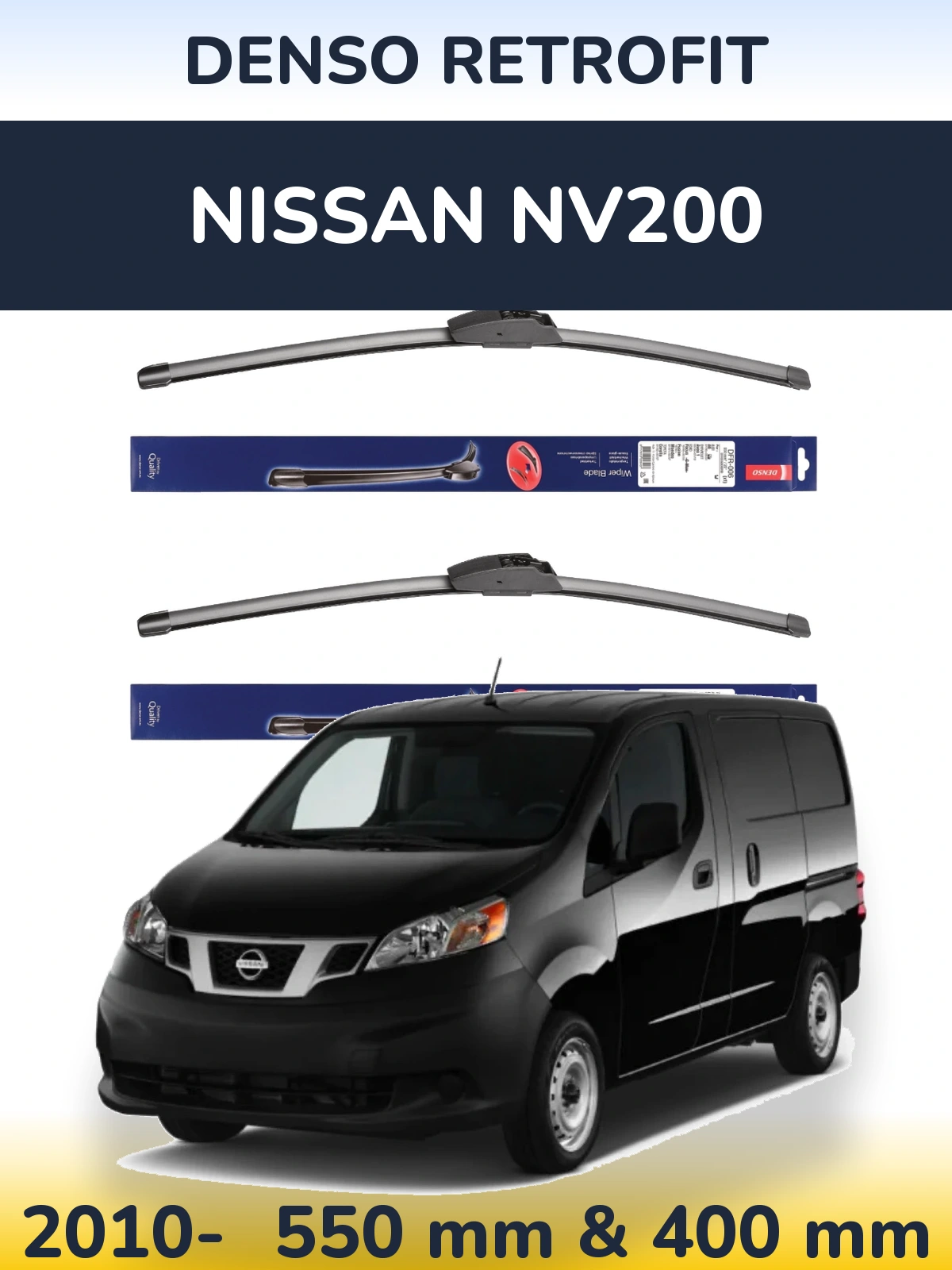 Komplet przednich wycieraczek Denso Retrofit 550 & 400 mm do Nissan NV200 2010-2026