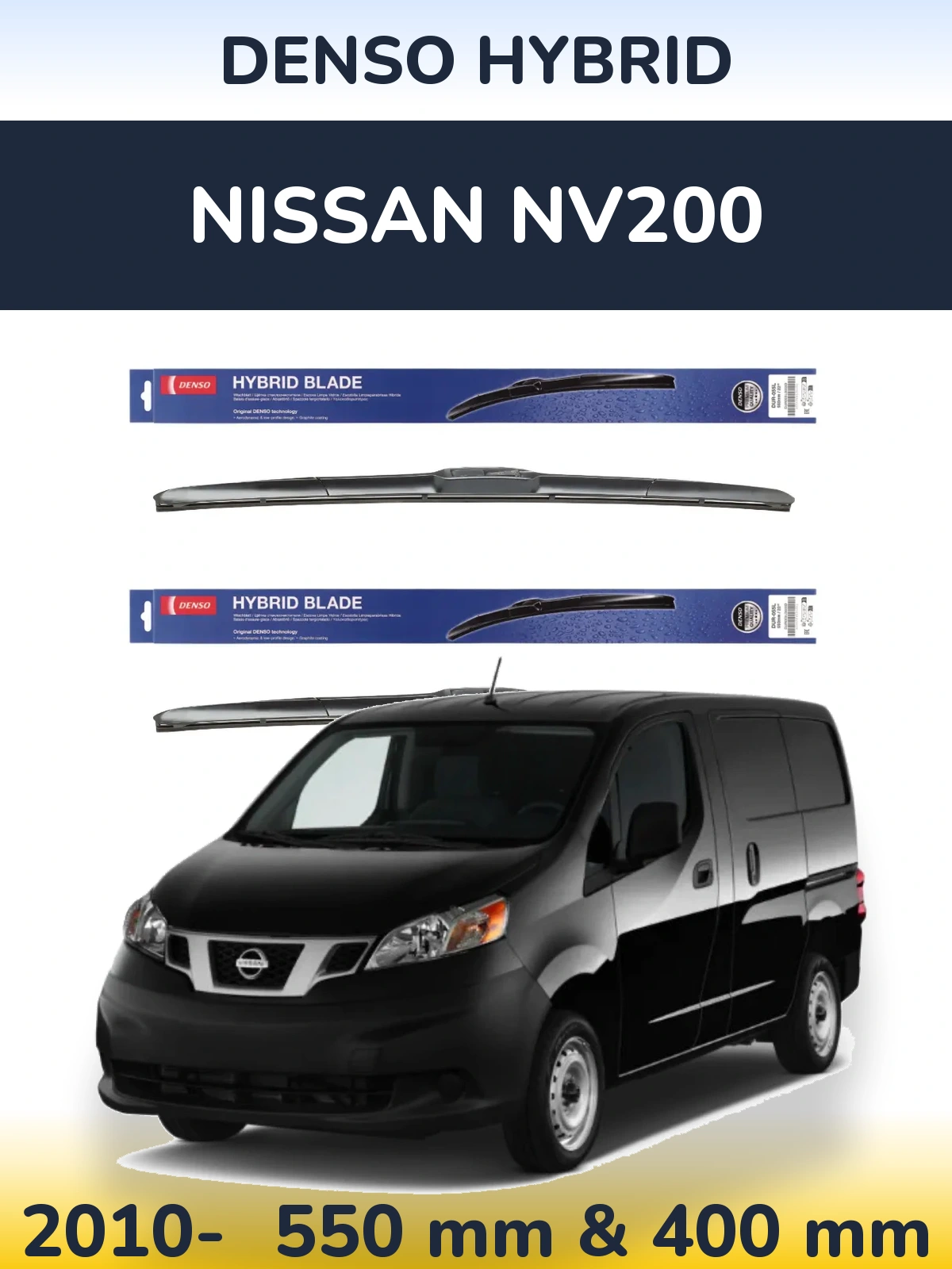 Komplet przednich wycieraczek Denso Hybrid 550 & 400 mm do Nissan NV200 2010-2026