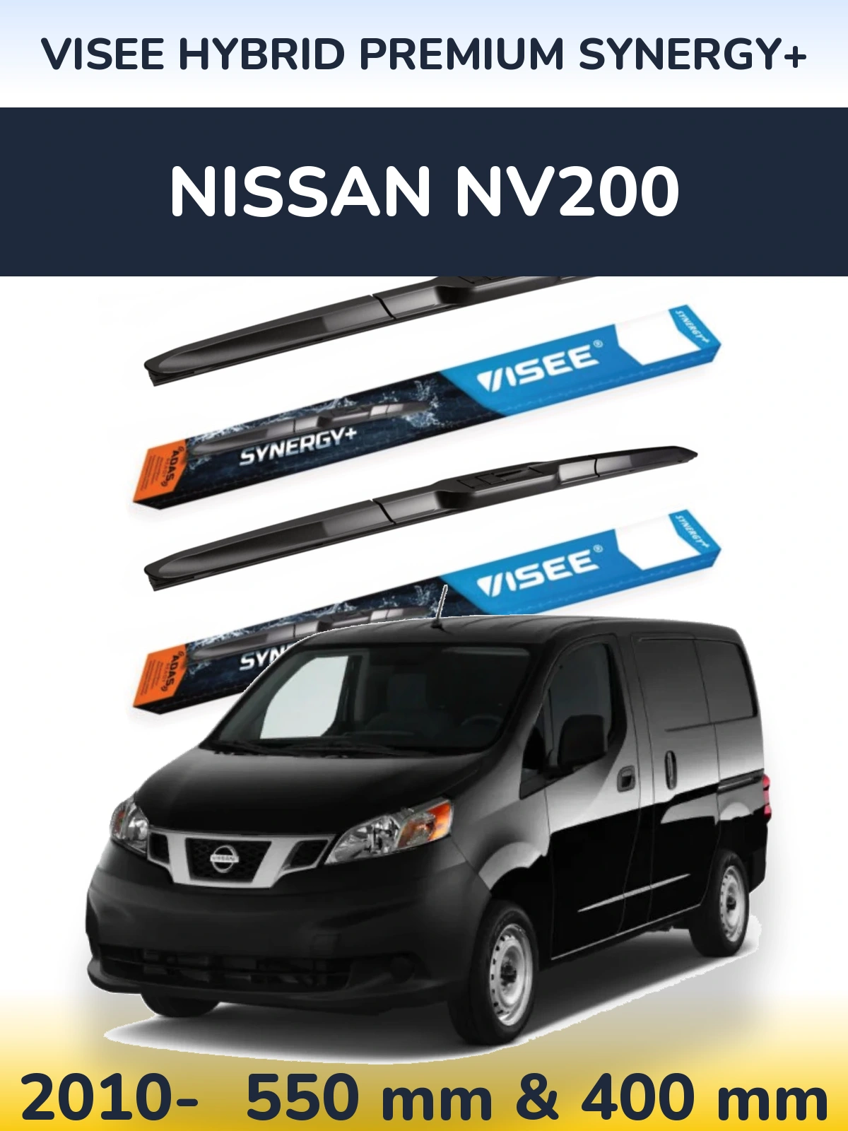 Komplet przednich wycieraczek VISEE HYBRID PREMIUM SYNERGY+ 550 & 400 mm do Nissan NV200 2010-2026