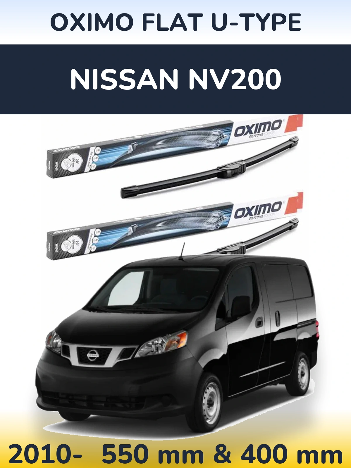 Komplet przednich wycieraczek Oximo Flat U-type 550 & 400 mm do Nissan NV200 2010-2026