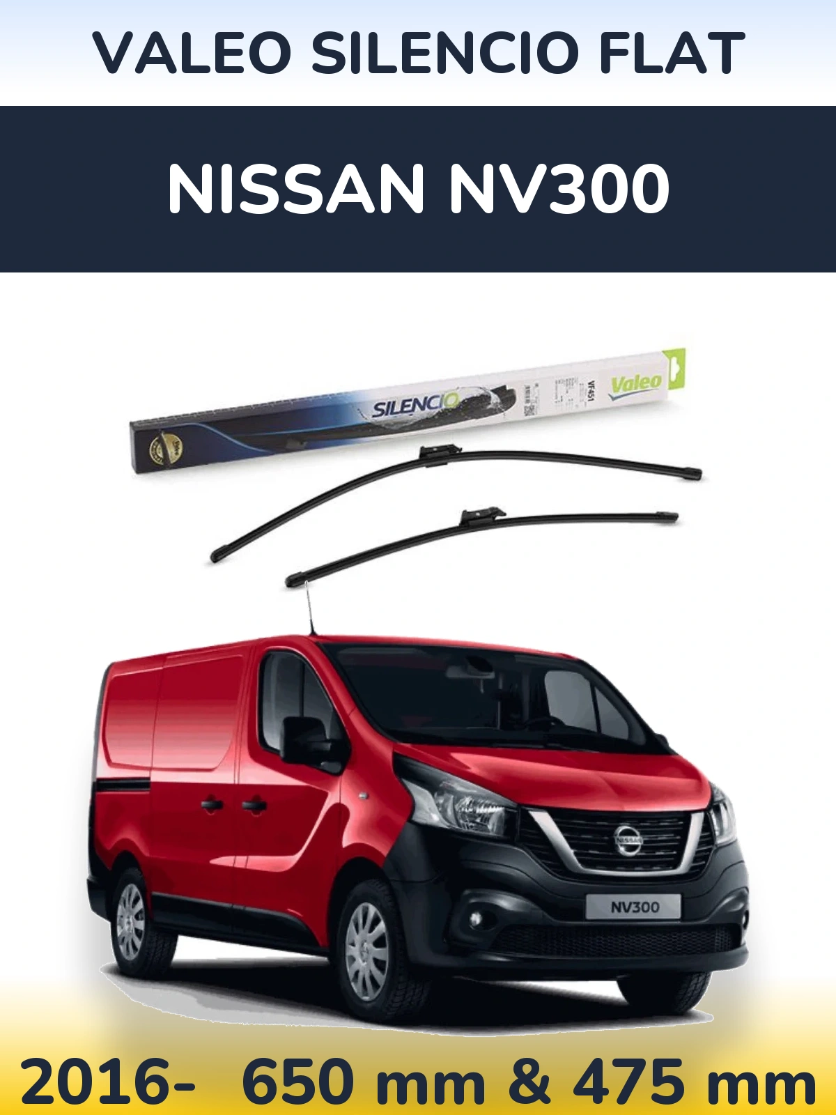 Komplet przednich wycieraczek Valeo Silencio Flat 650 & 475 mm do Nissan NV300 2016-2026