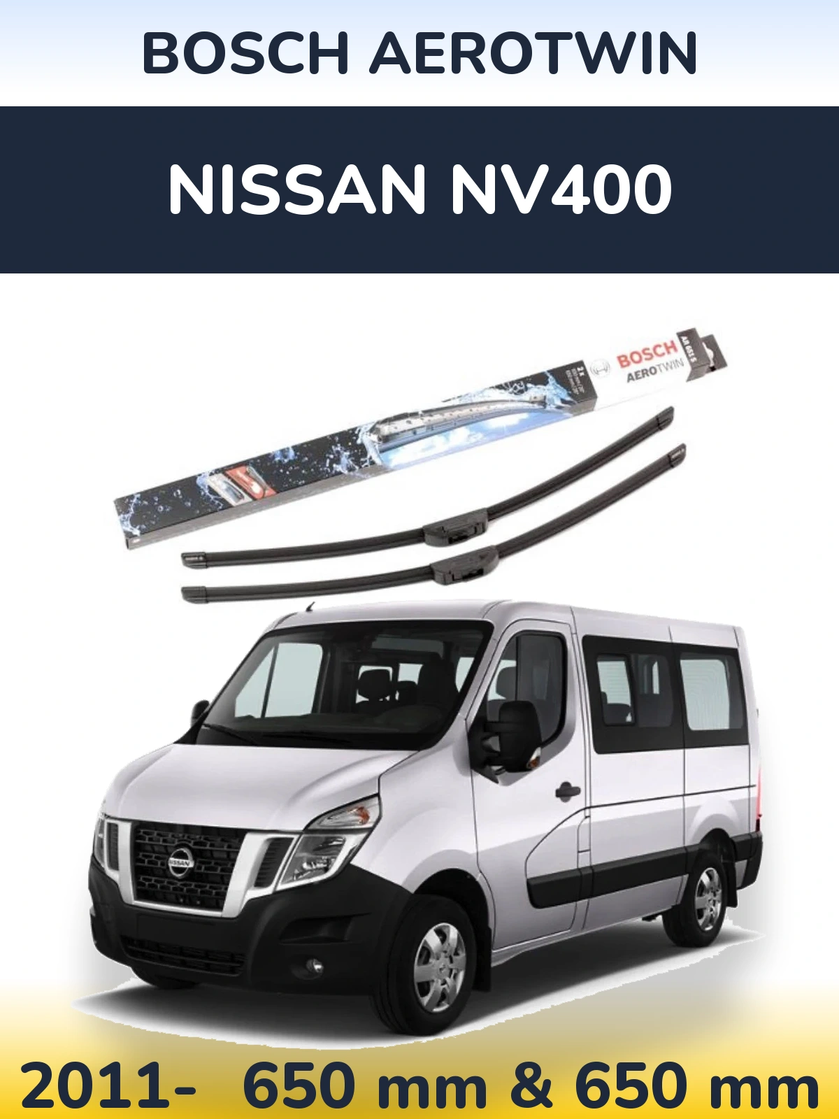 Komplet przednich wycieraczek BOSCH AeroTwin 650 & 650 mm do Nissan NV400 2011-2026