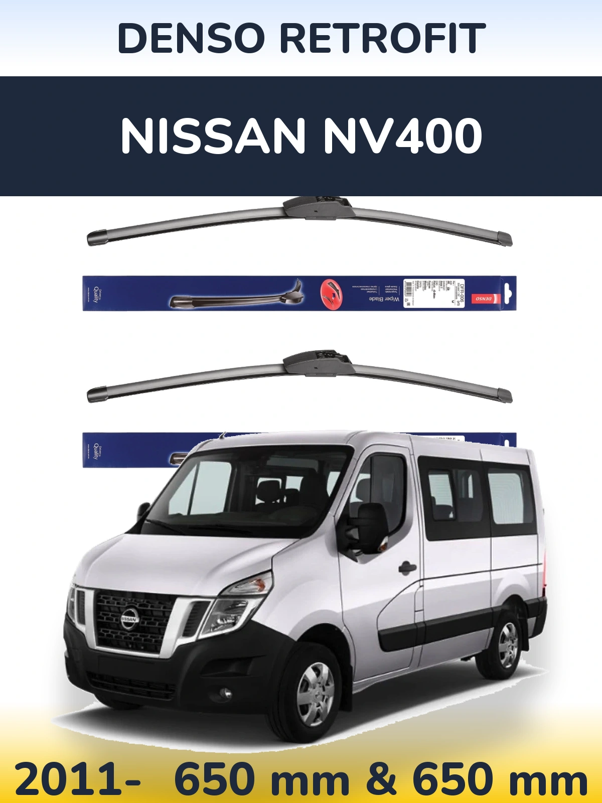 Komplet przednich wycieraczek Denso Retrofit 650 & 650 mm do Nissan NV400 2011-2026